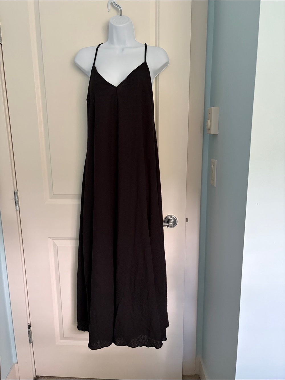 Simple Black Spaghetti Strap Maxi Dress